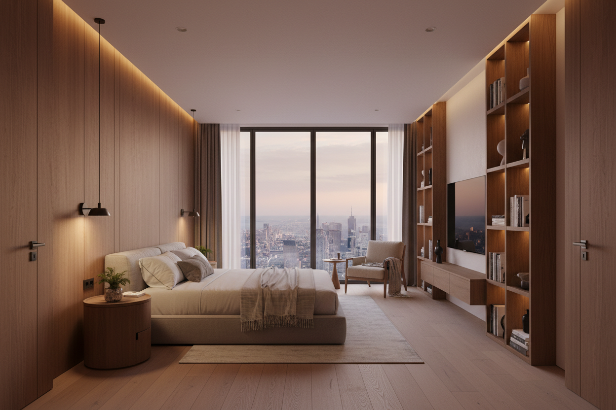Render interior apartamento estilo escandinavo